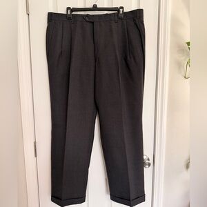 Andrew Fezza Men's Gray 100% Worsted Wool Pleated  DressPants ButtonZip 40x29